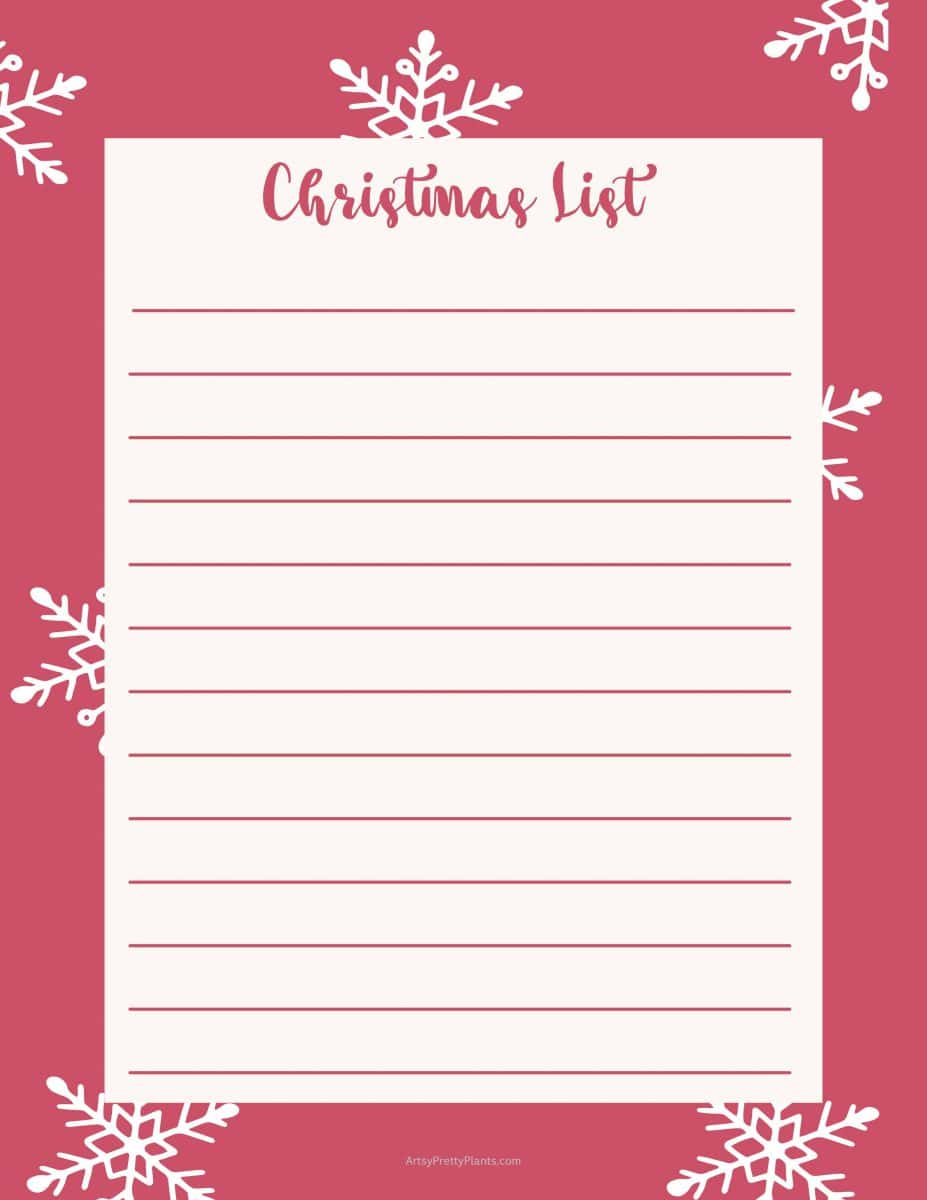 30 free christmas list printables - artsy pretty colors